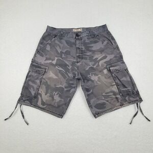 Noiz Cargo Shorts Mens 40 Gray Camo Measures‎ 35 x 11.5" Inseam Cotton Y2K